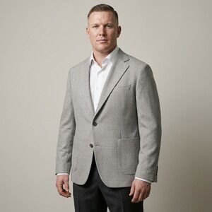 Moss Mens Light‎ Gray Wool Blend Textured Two Button Blazer Sport Coat XL $670